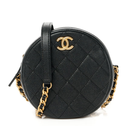 Chanel Caviar Quilted Round Clutch With Chain Black 1 of 11