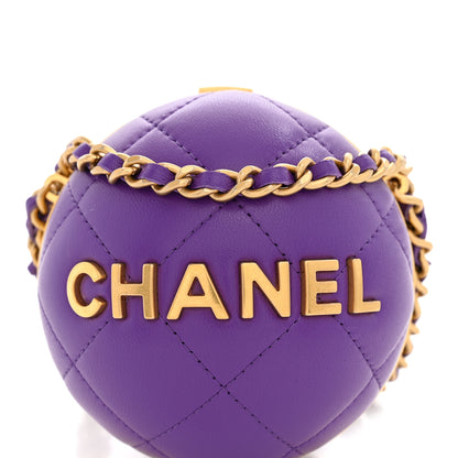 Chanel Lambskin CC Minaudiere Sphere Chain Clutch Purple 8 of 11