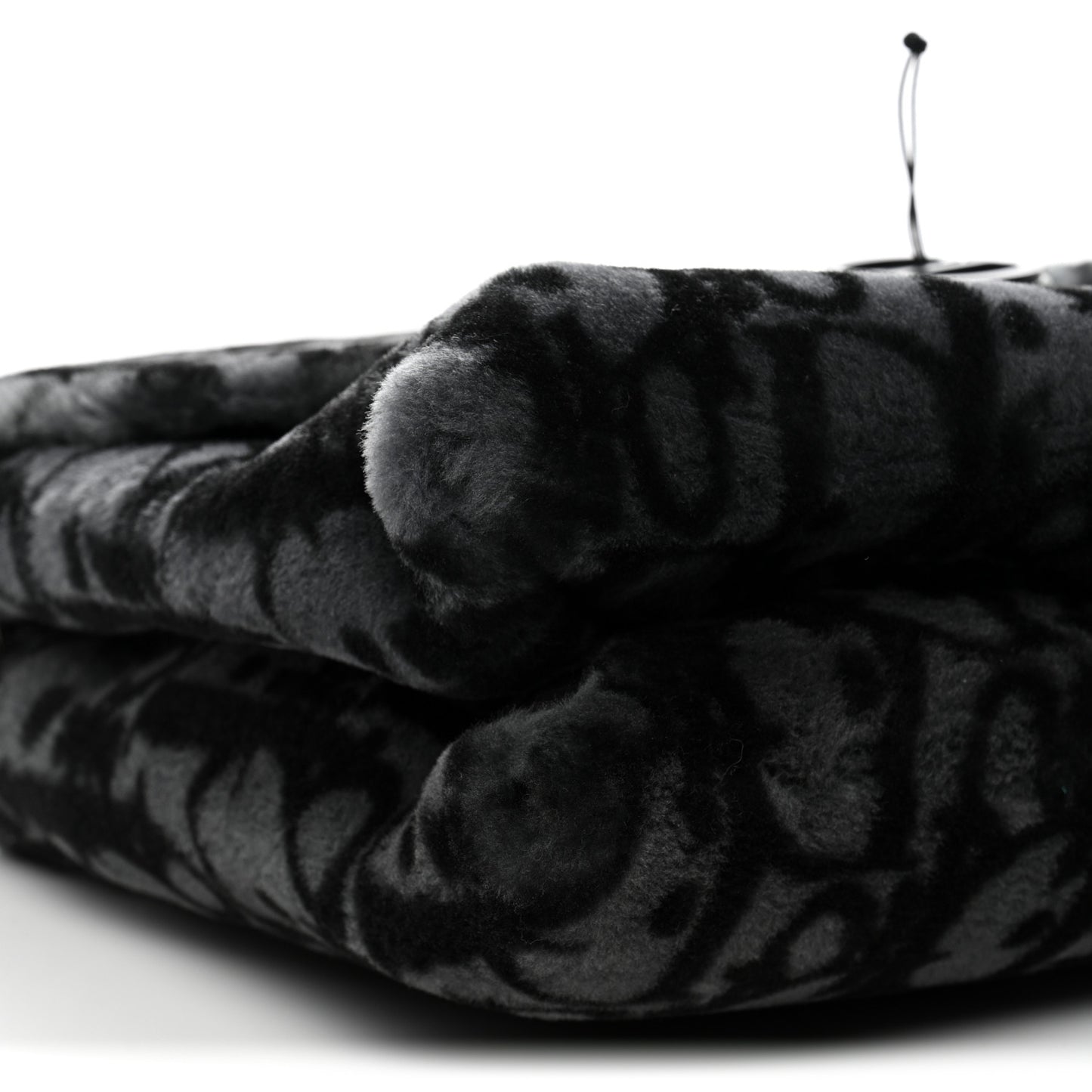 Oblique Mink Fur Saddle Soft Bag Dark Grey