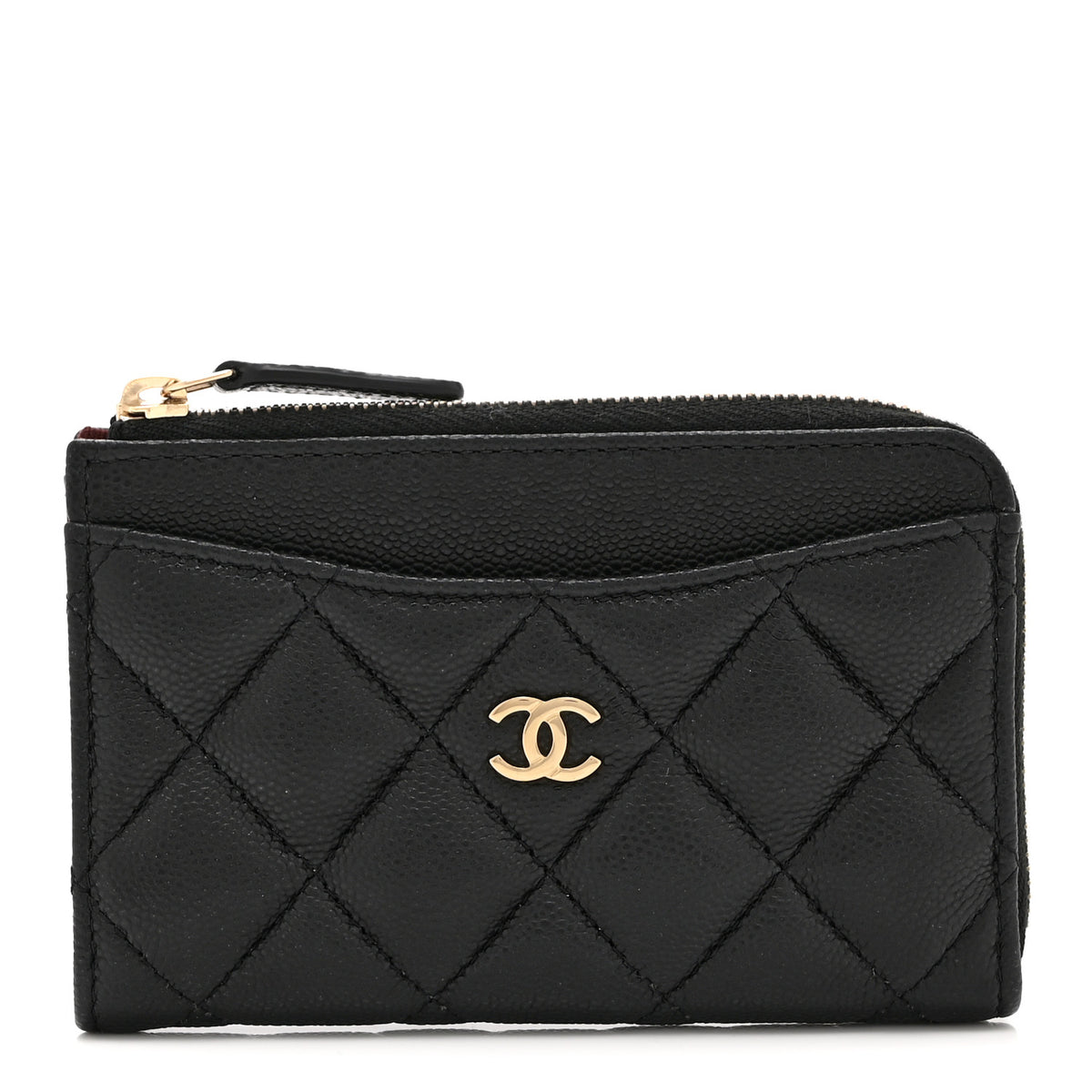 Chanel Caviar Quilted CC Zip Around Card Holder Black 1 of 10