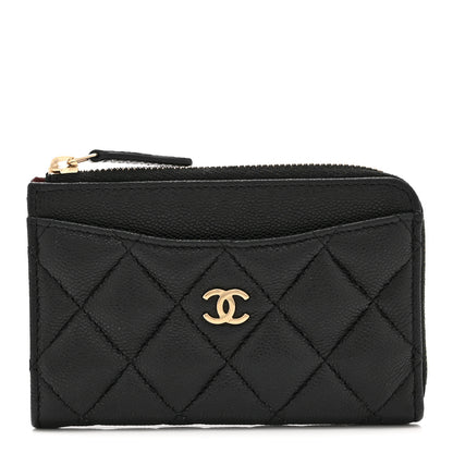 Chanel Caviar Quilted CC Zip Around Card Holder Black 1 of 10