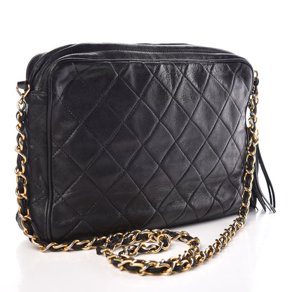 Chanel Lambskin Quilted Tassel Camera Case Pouch Black 3 of 11