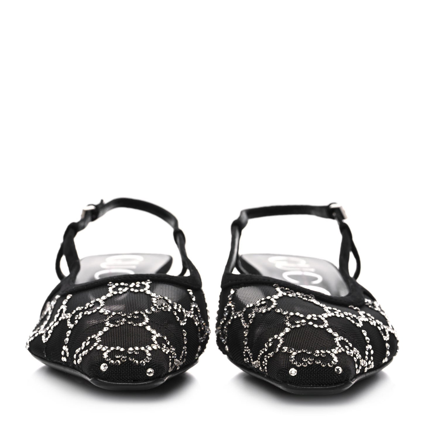 Tela Retino Kid Scamosciato Crystal GG Monogram Square G 35mm Slingback Pumps 37 Black