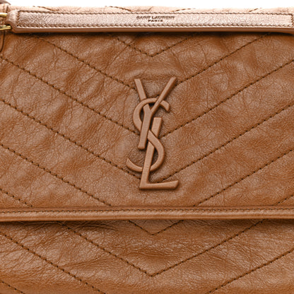 Saint Laurent Crinkled Calfskin Matelasse Monogram Medium Niki Chain Satchel Caramel 7 of 7