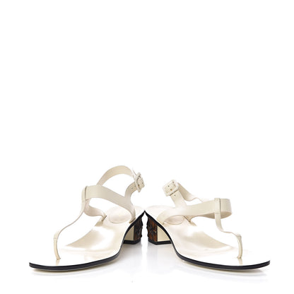 Gucci Calfskin Bamboo T-Strap Thong Sandals 39 White 6 of 12