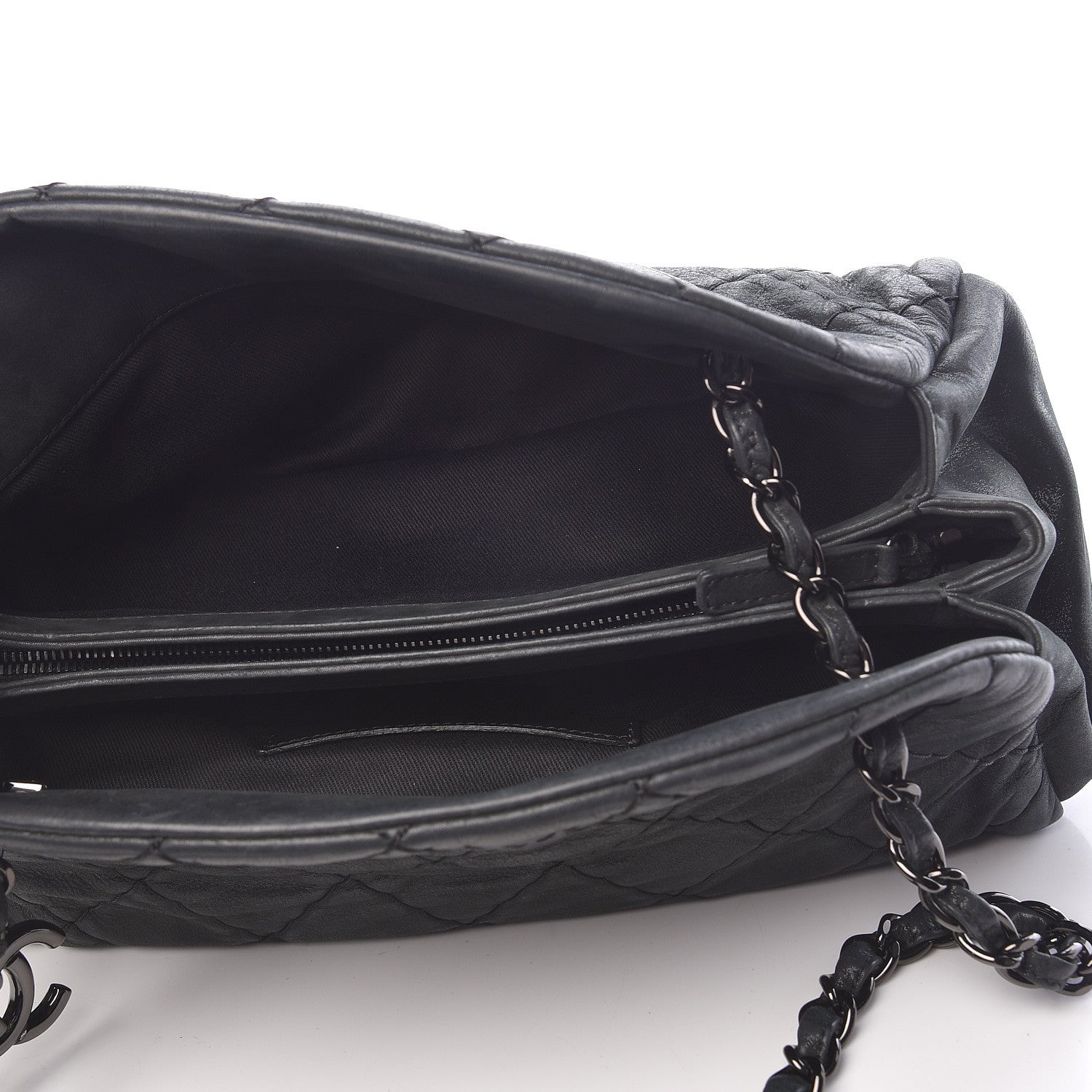 Chanel Iridescent Calfskin Medium Just Mademoiselle Bowling Bag Black 5 of 10