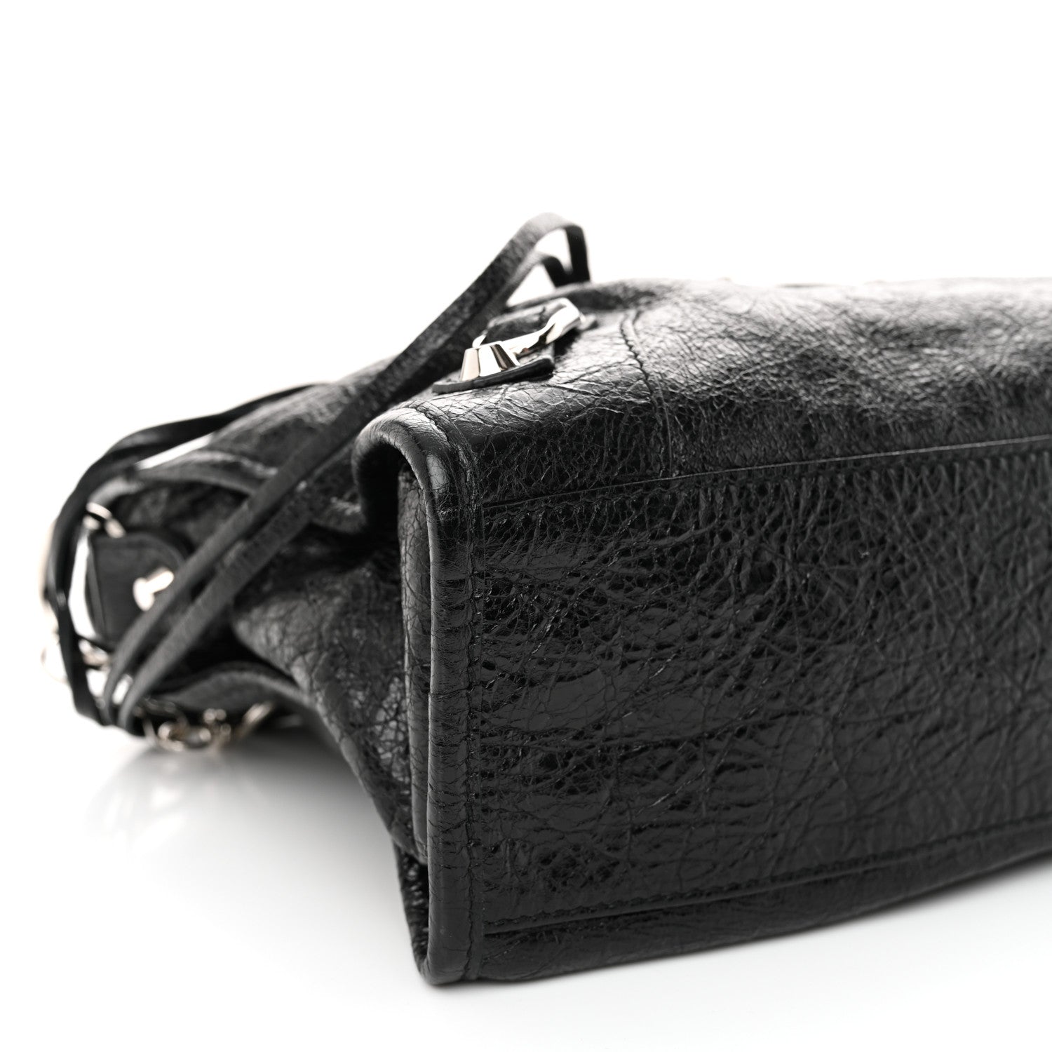 Balenciaga Agneau Classic Silver Hardware S City Logo Strap Black White Black White 10 of 11