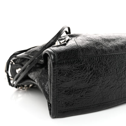 Balenciaga Agneau Classic Silver Hardware S City Logo Strap Black White Black White 10 of 11