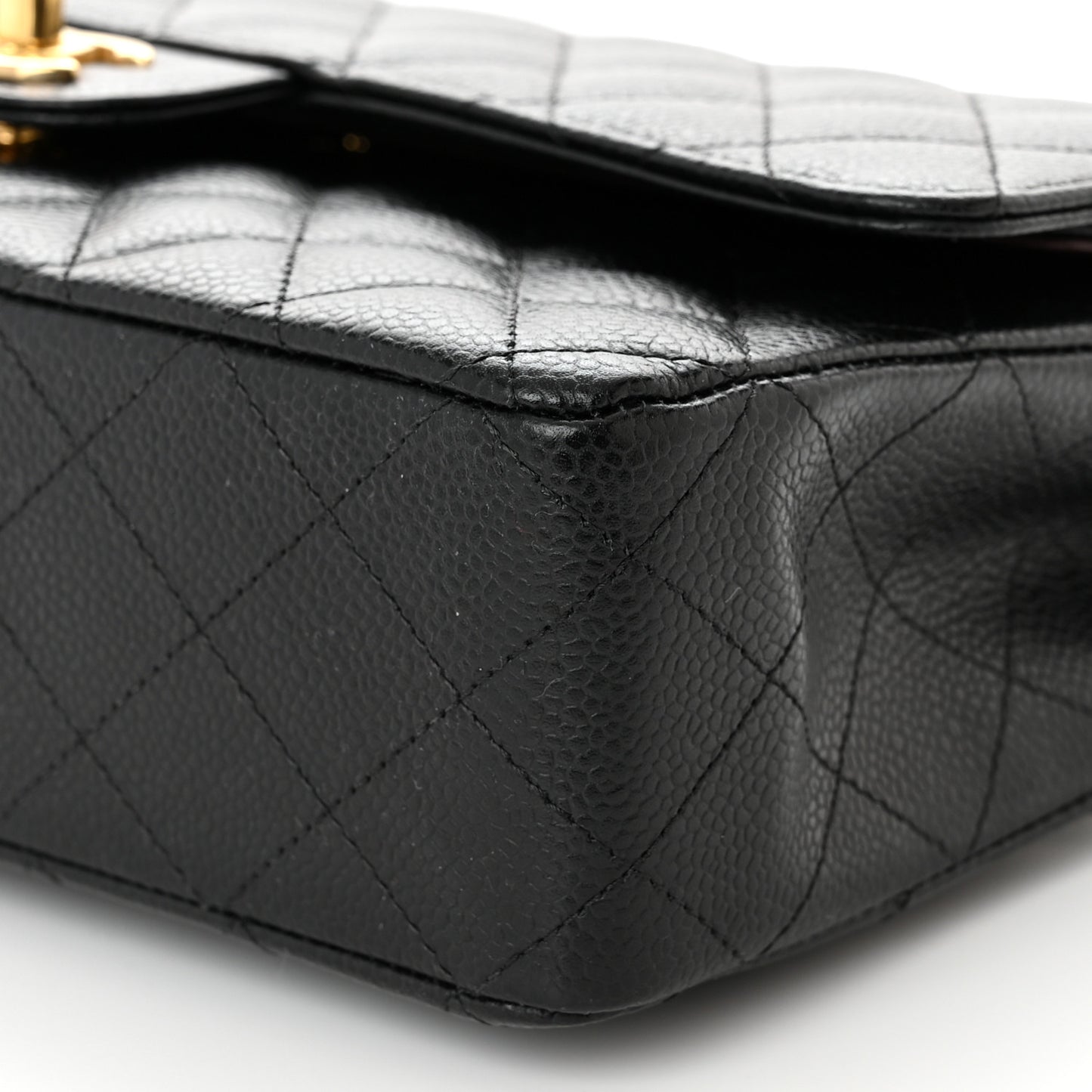 Caviar Quilted Medium Double Flap Black