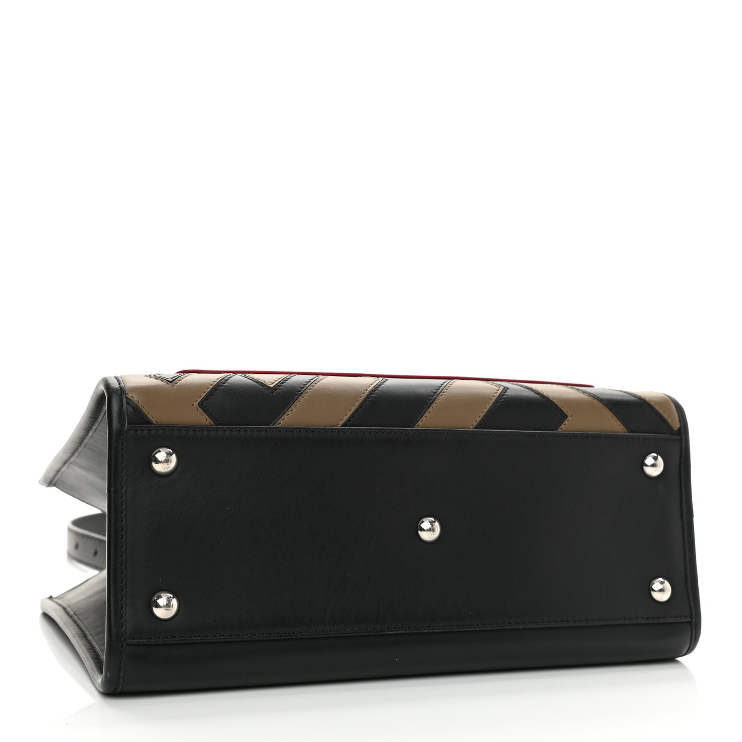 Vitello Century F is Fendi FF Diagonal Inlay Small Runaway Satchel Fango Black Fragola