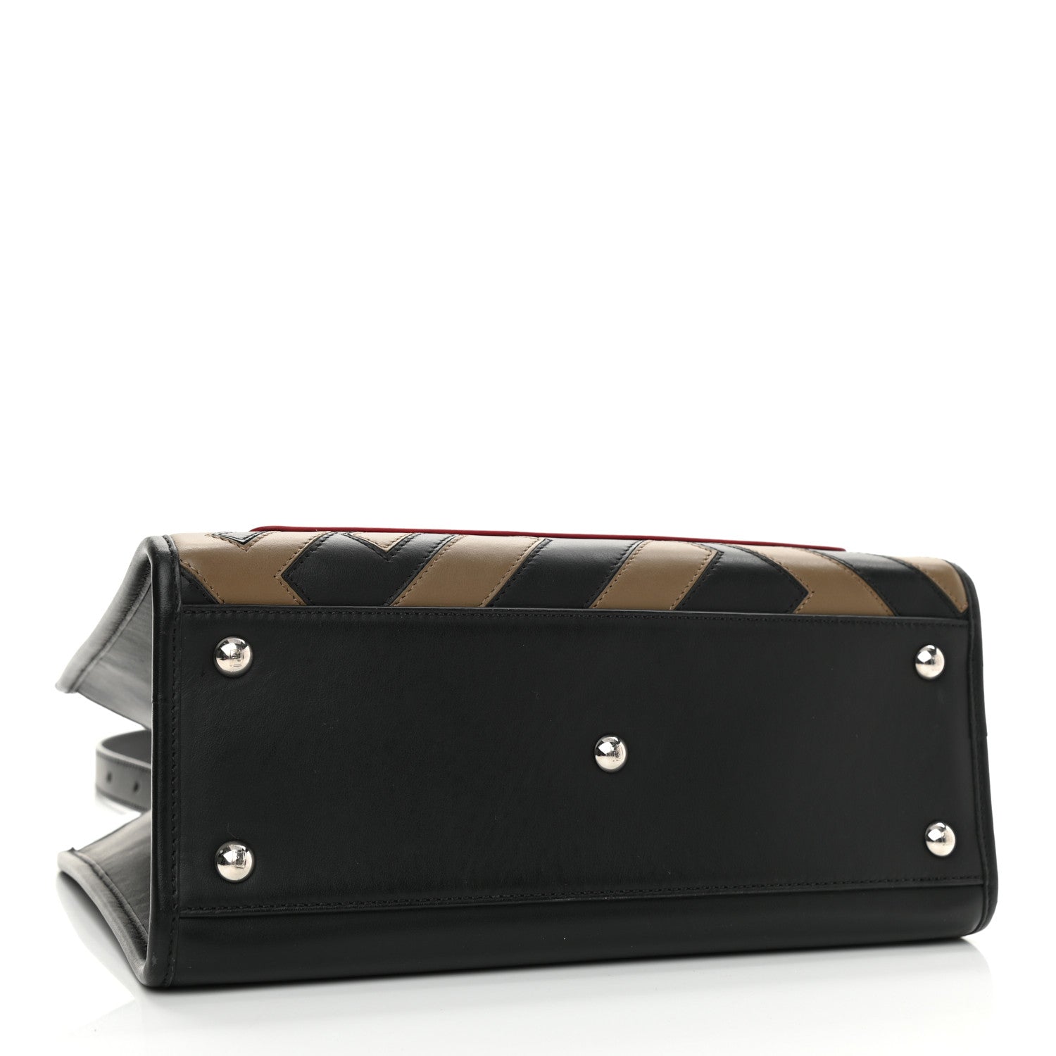Fendi Vitello Century F is Fendi FF Diagonal Inlay Small Runaway Satchel Fango Black Fragola 4 of 10