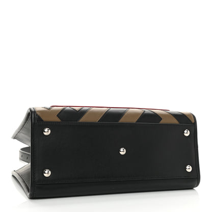 Fendi Vitello Century F is Fendi FF Diagonal Inlay Small Runaway Satchel Fango Black Fragola 4 of 10