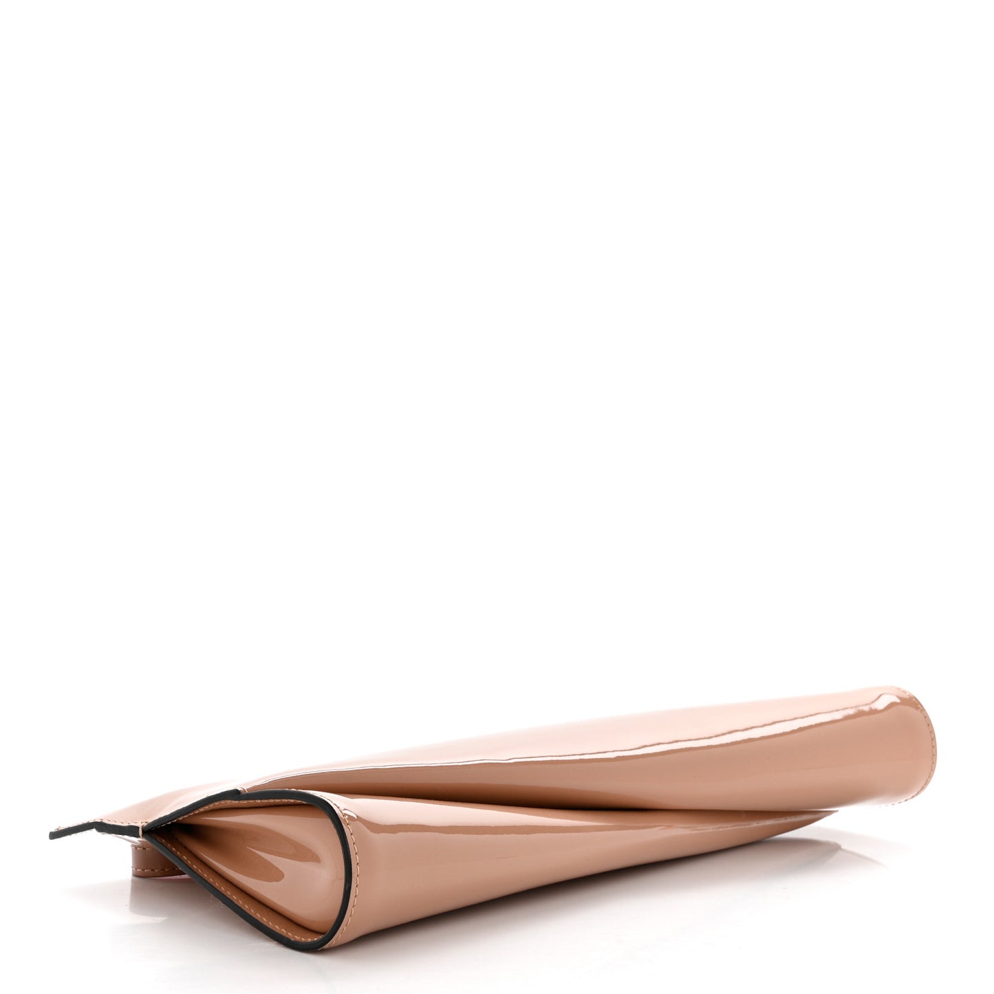 Patent Loubi Twist Zip Clutch Bag Nude