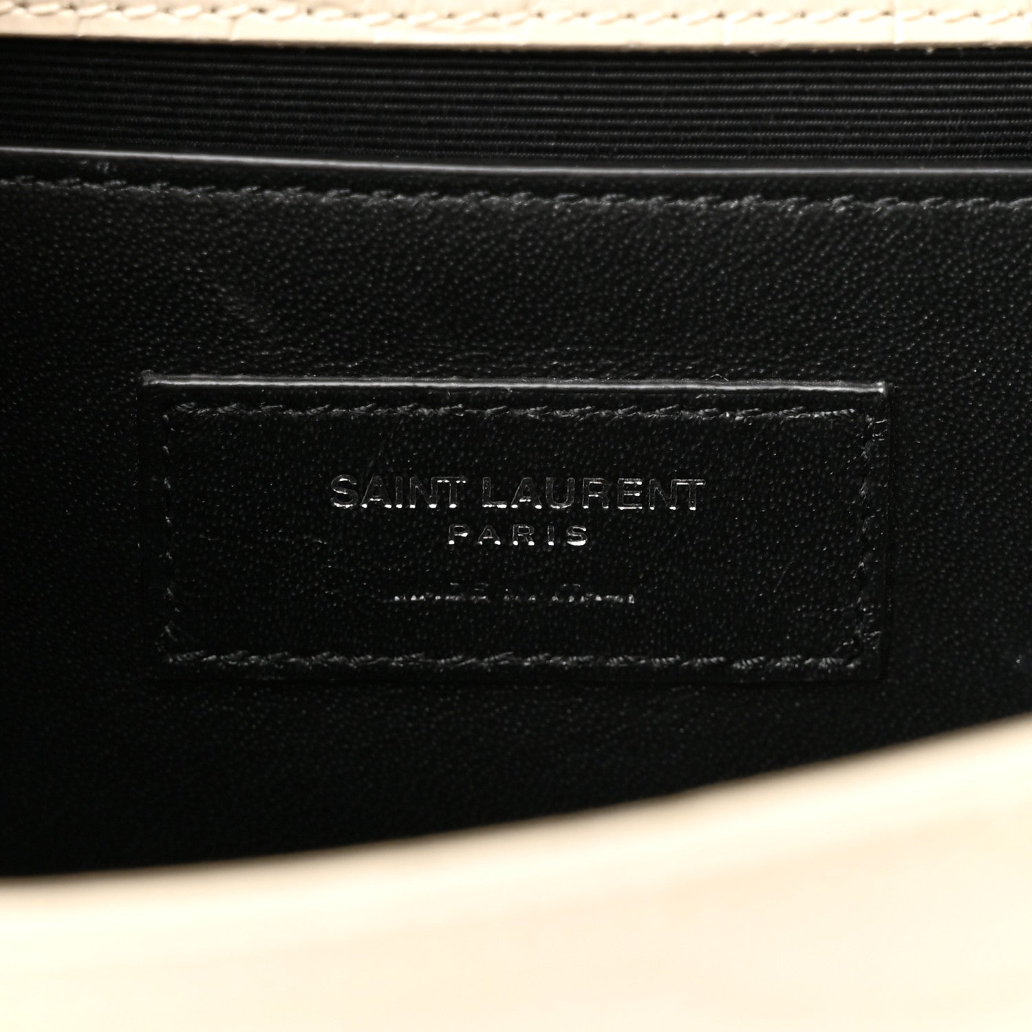 Saint Laurent Calfskin Crocodile Embossed Small Classic Monogram Kate Tassel Satchel Blanc Vintage 6 of 11