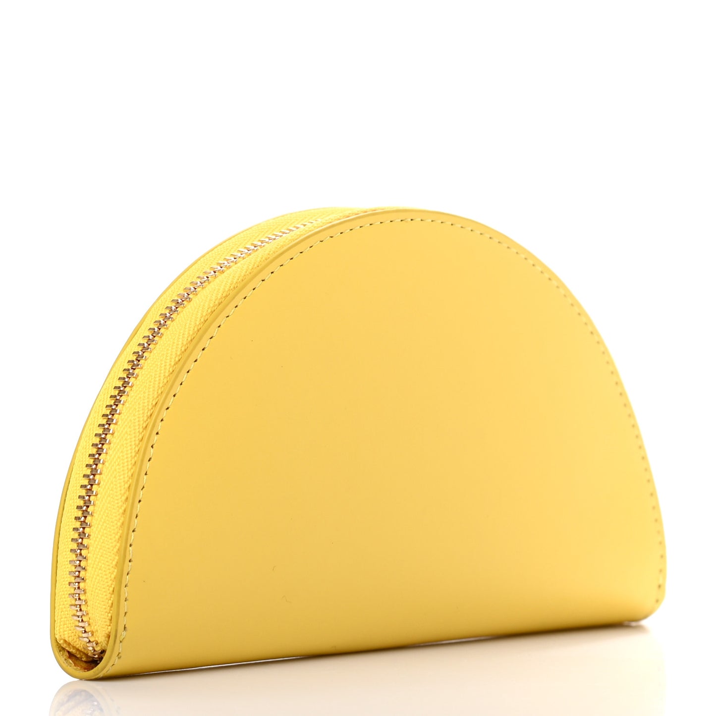 Calfskin Half Moon Clutch Yellow