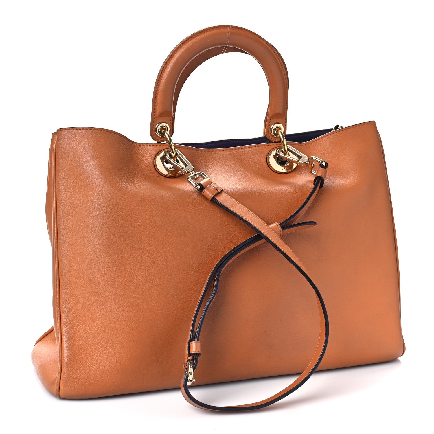 Christian Dior Smooth Calfskin Large Diorissimo Tote Brown Purple 4 of 14
