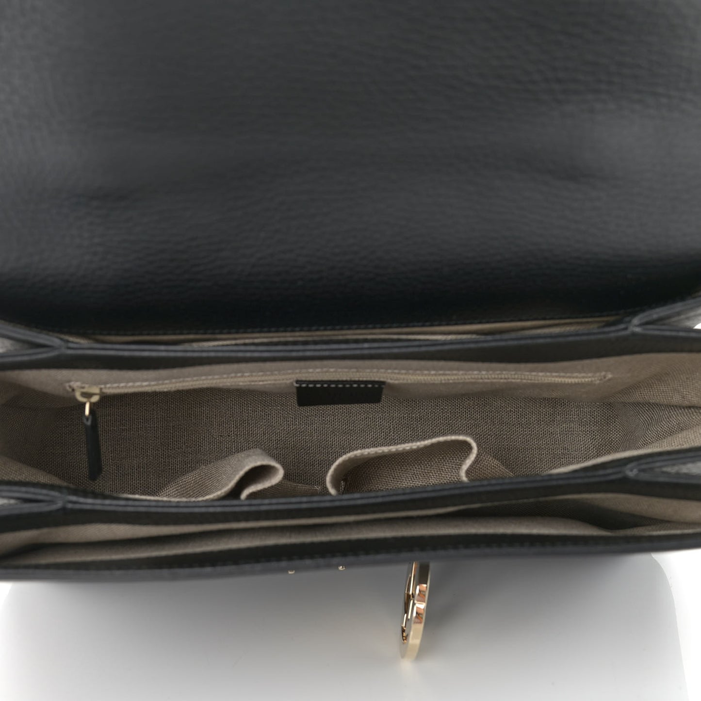 Dollar Calfskin Medium Interlocking G Top Handle Shoulder Bag Black