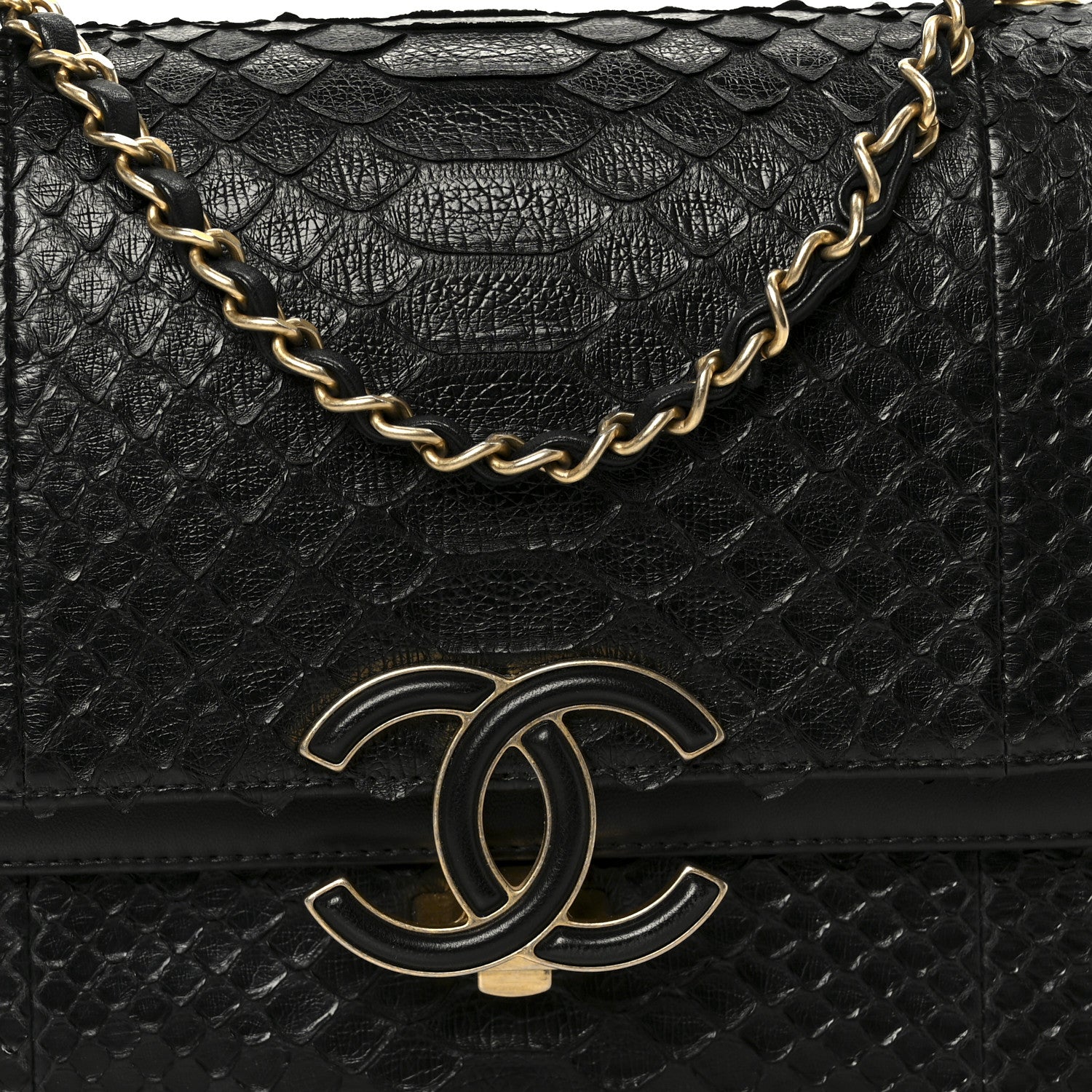 Chanel Snakeskin Large CC Chic Flap Black 9 of 11