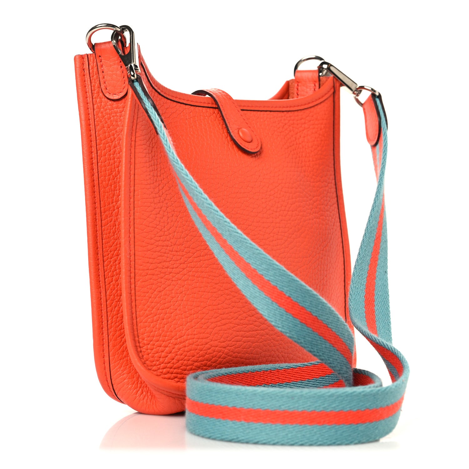 Hermes Taurillon Clemence Amazone Evelyne TPM Orange Poppy Bleu Saint Cyr 3 of 10