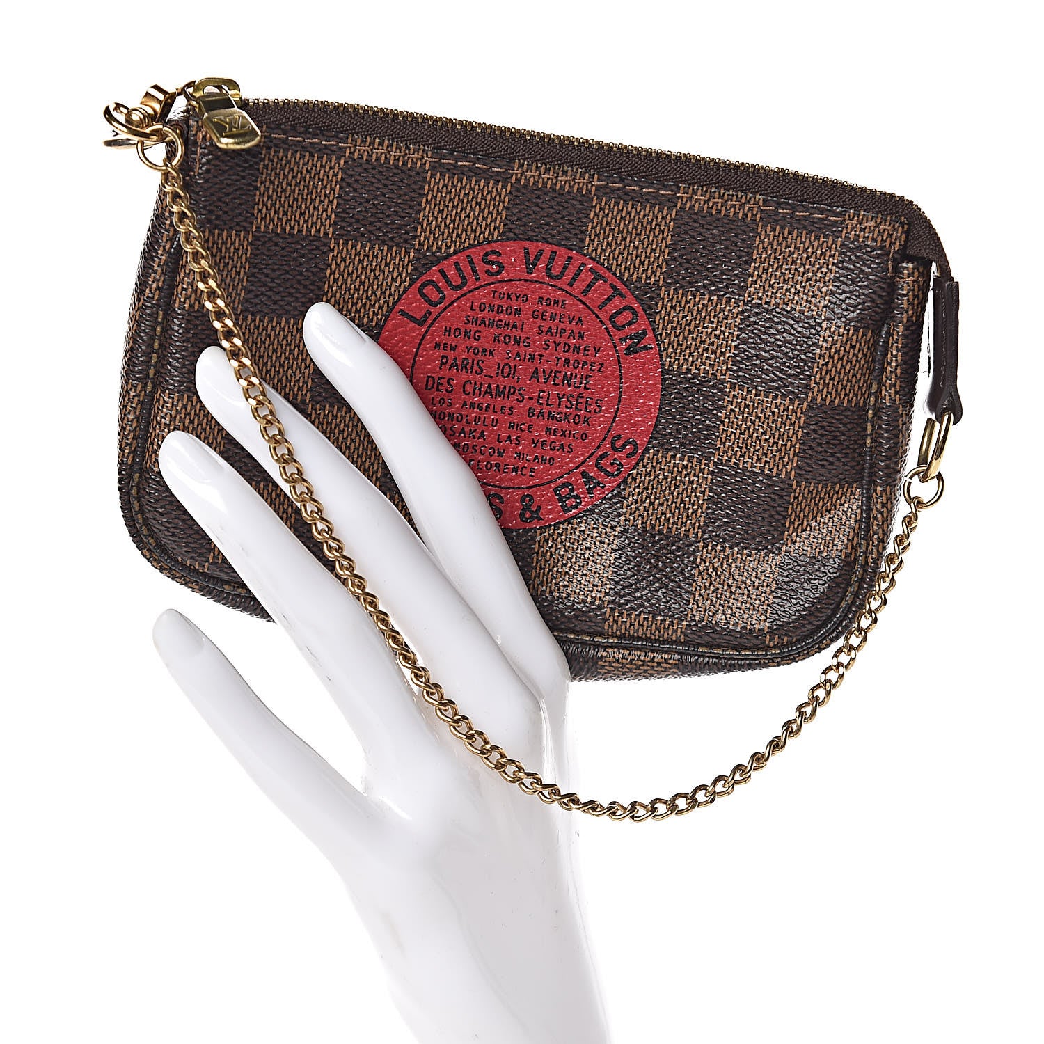 Louis Vuitton Damier Ebene Complice Trunks and Bags Mini Pochette Accessories Red 2 of 8