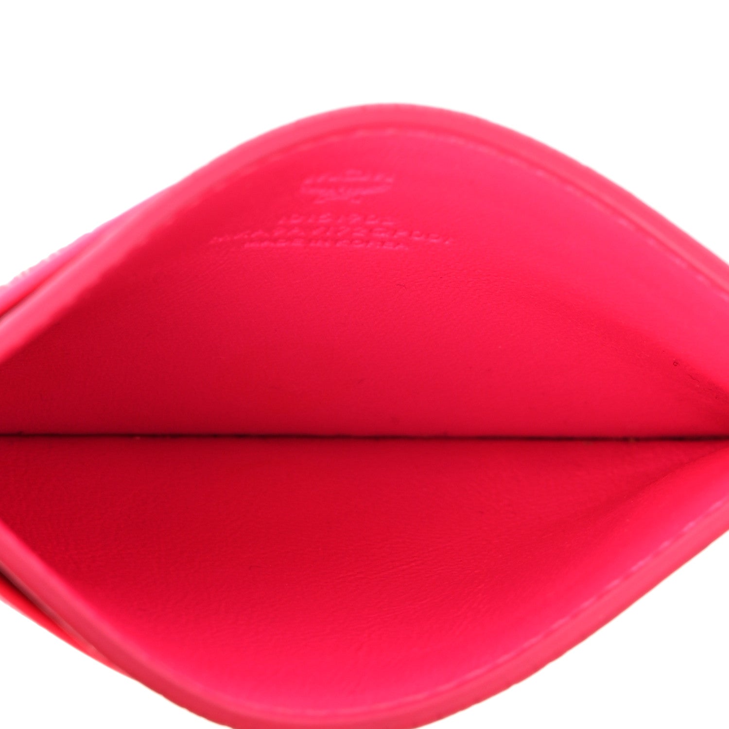 MCM Calfskin Visetos Mini Card Case Neon Pink 5 of 10