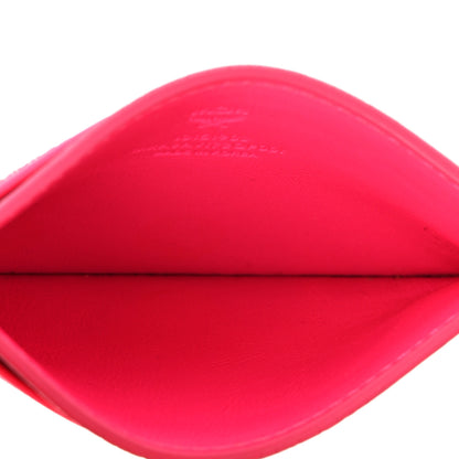 MCM Calfskin Visetos Mini Card Case Neon Pink 5 of 10