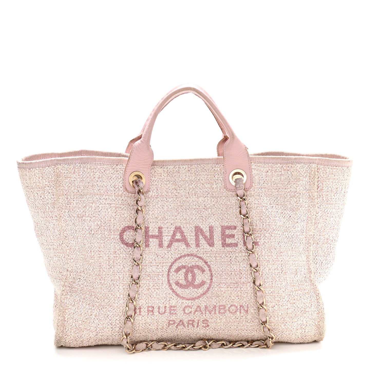 Straw Lurex Medium Deauville Tote Pink