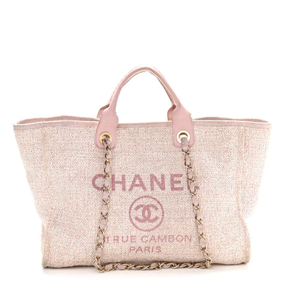 Chanel Straw Lurex Medium Deauville Tote Pink 1 of 13