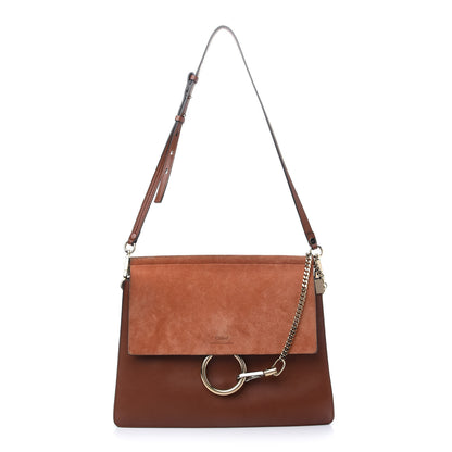 Chloe Suede Calfskin Medium Faye Shoulder Bag Tobacco 1 of 11
