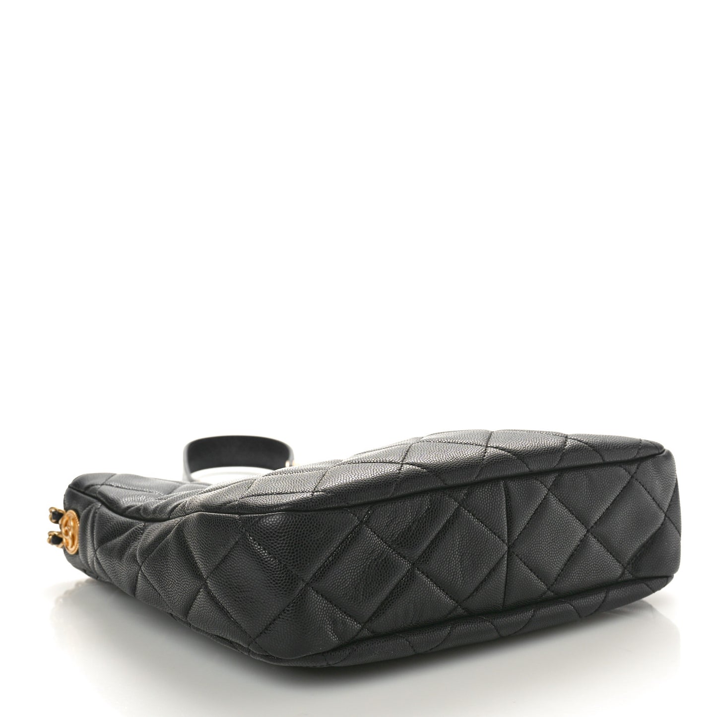 Caviar Quilted Twist Your Buttons Hobo Black