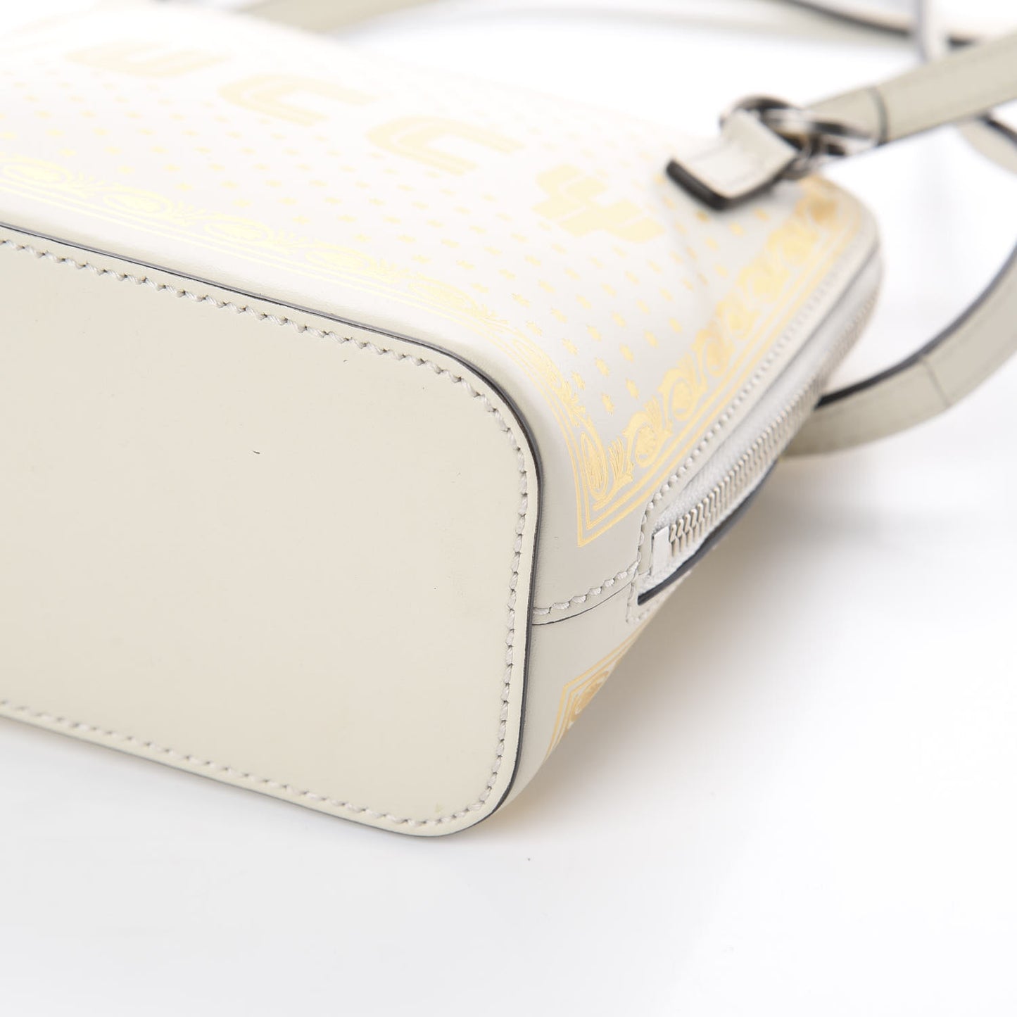 X SEGA Calfskin GUCCY Stars Mini Dome Shoulder Bag Mystic White Gold