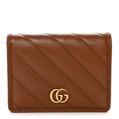 Gucci Azalea Calfskin Matelasse Diagonal GG Marmont Card Case Wallet Cuir 1 of 7