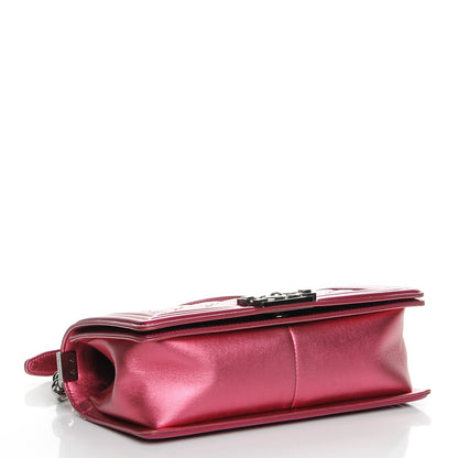 Chanel Metallic Patent Calfskin Quilted Medium Boy Flap Pink 4 of 7
