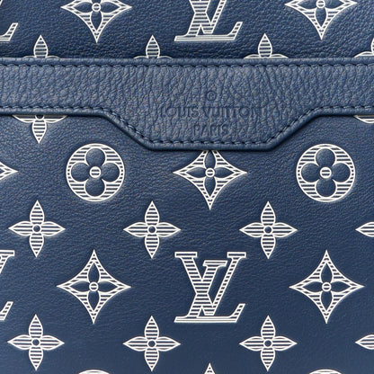 Louis Vuitton Calfskin Monogram Shadow Trio Messenger Navy White 10 of 12