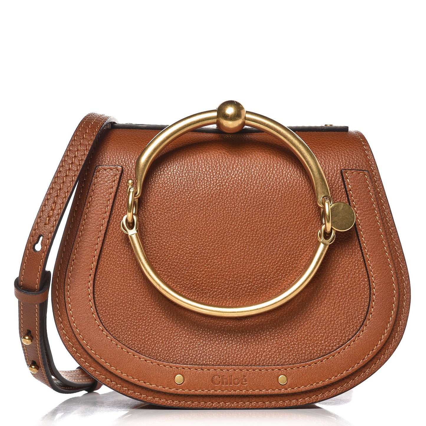 Calfskin Suede Small Nile Bracelet Bag Caramel