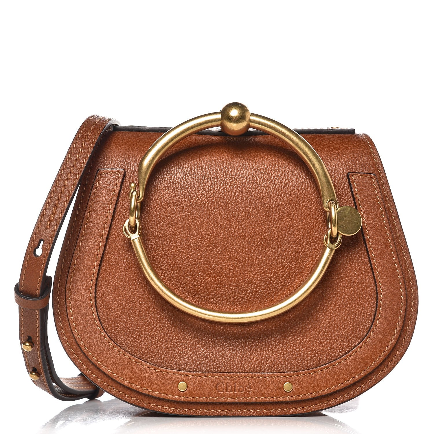 Chloe Calfskin Suede Small Nile Bracelet Bag Caramel 1 of 10