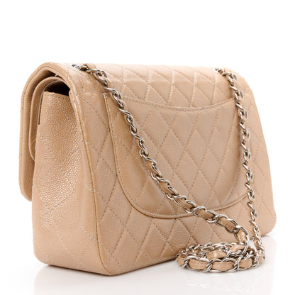 Chanel Pearly Caviar Quilted Jumbo Double Flap Beige 3 of 13