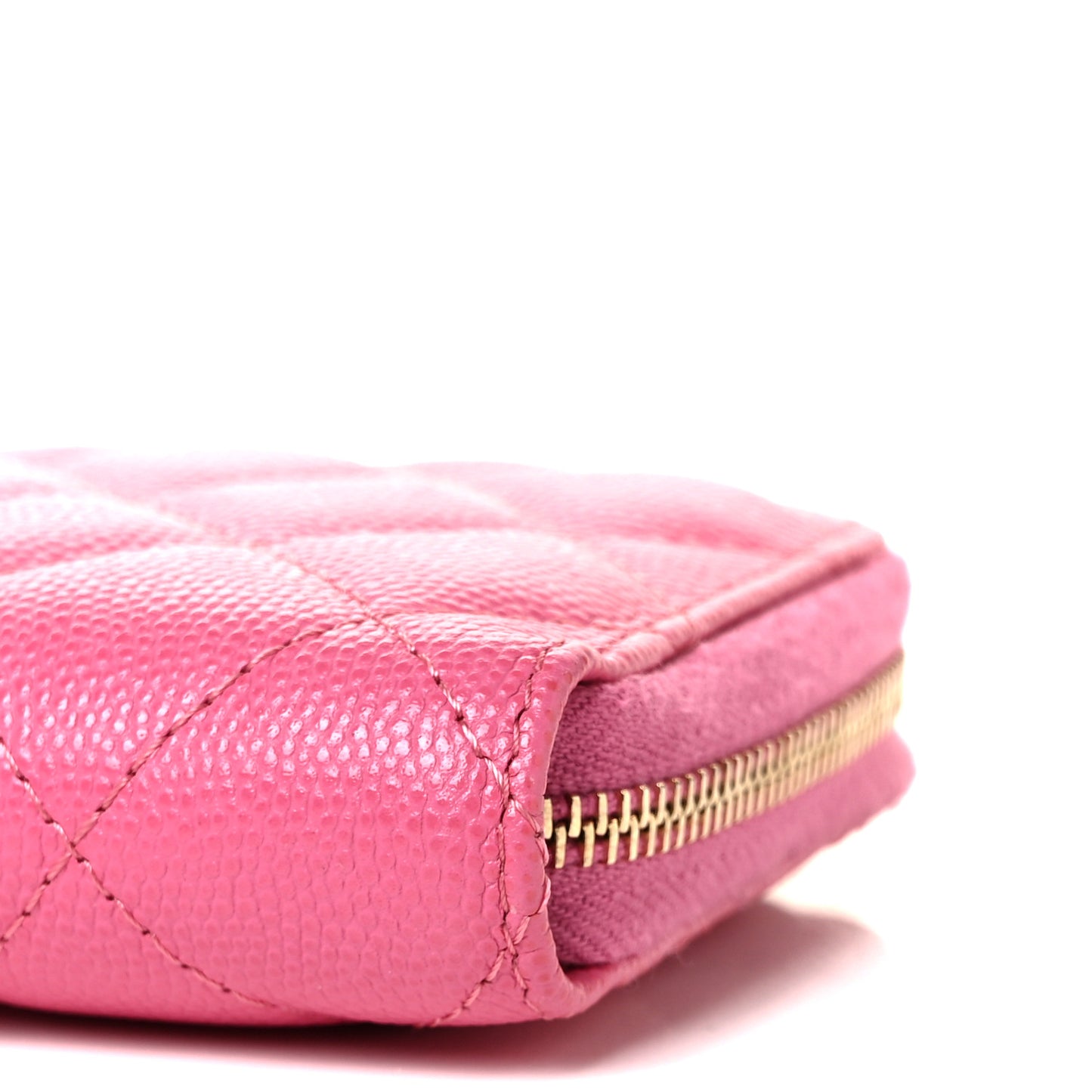 Caviar Quilted Medium Zip Around Wallet Pink