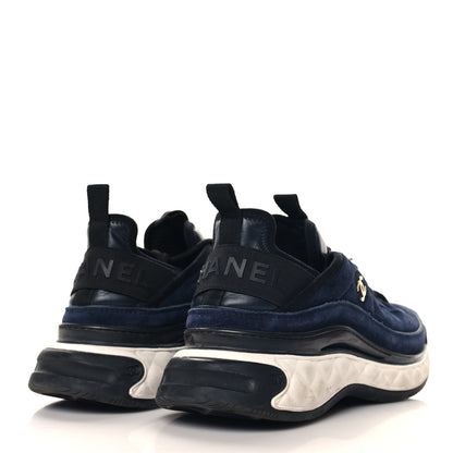 Chanel Suede Calfskin CC Sneakers 39 Navy 5 of 9