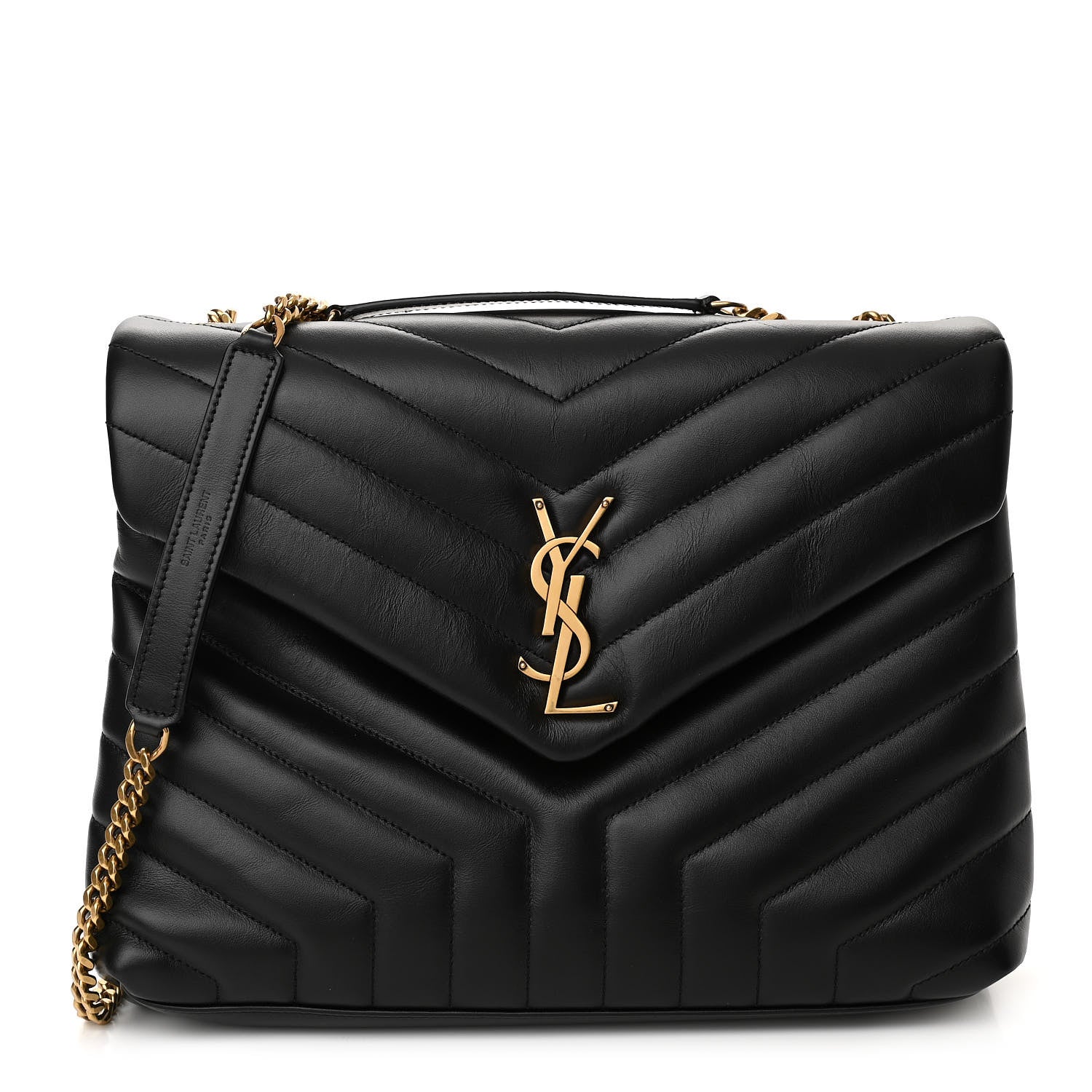 Saint Laurent Calfskin Y Quilted Monogram Medium Loulou Chain Satchel Black 1 of 9