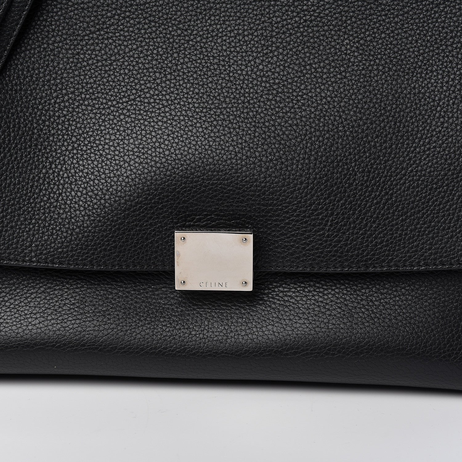 Celine Drummed Calfskin Suede Medium Trapeze Black 7 of 11