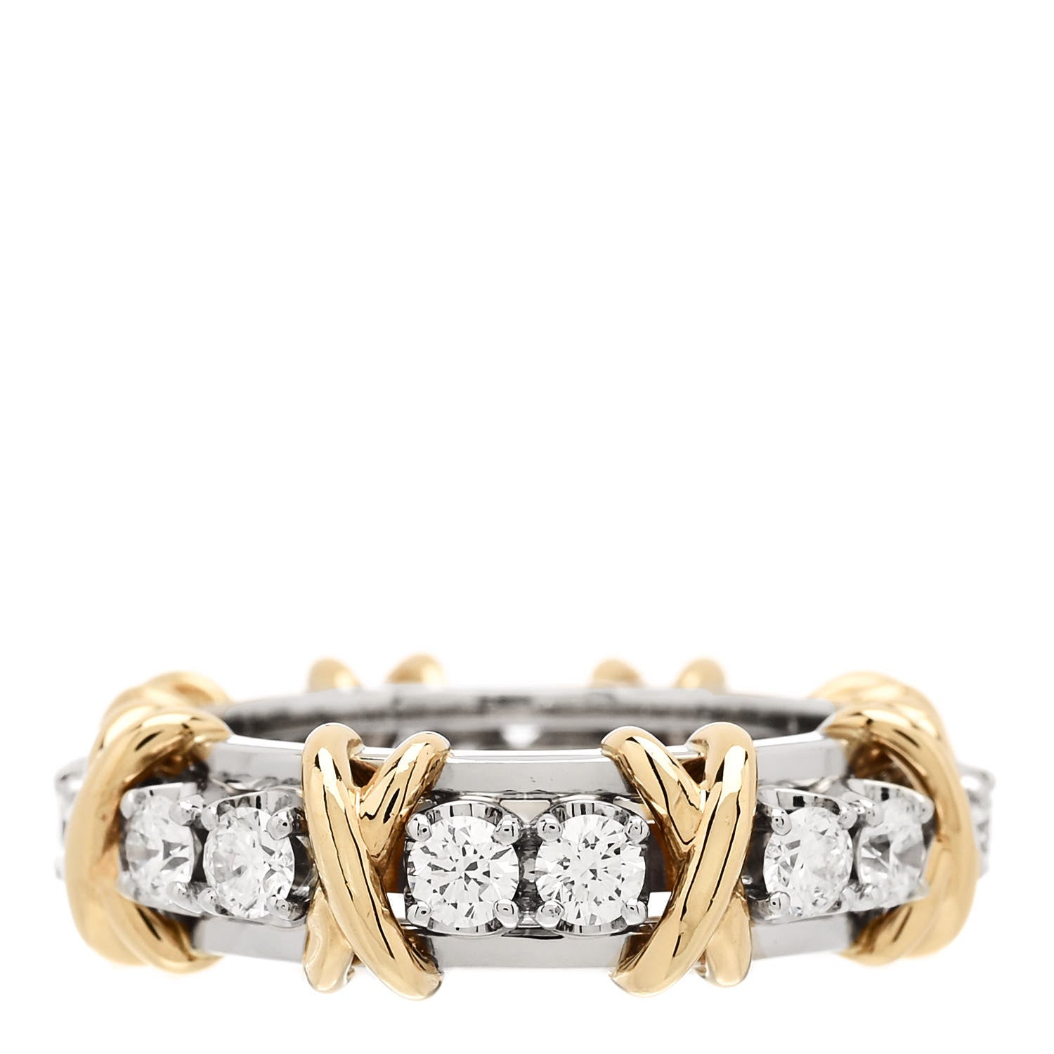 Tiffany Platinum 18K Yellow Gold Diamond Schlumberger Sixteen Stone Ring 52 6 3 of 6