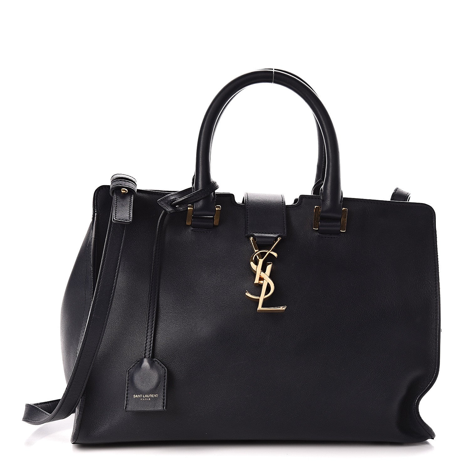 Saint Laurent Smooth Calfskin Small Monogram Cabas Navy 1 of 11