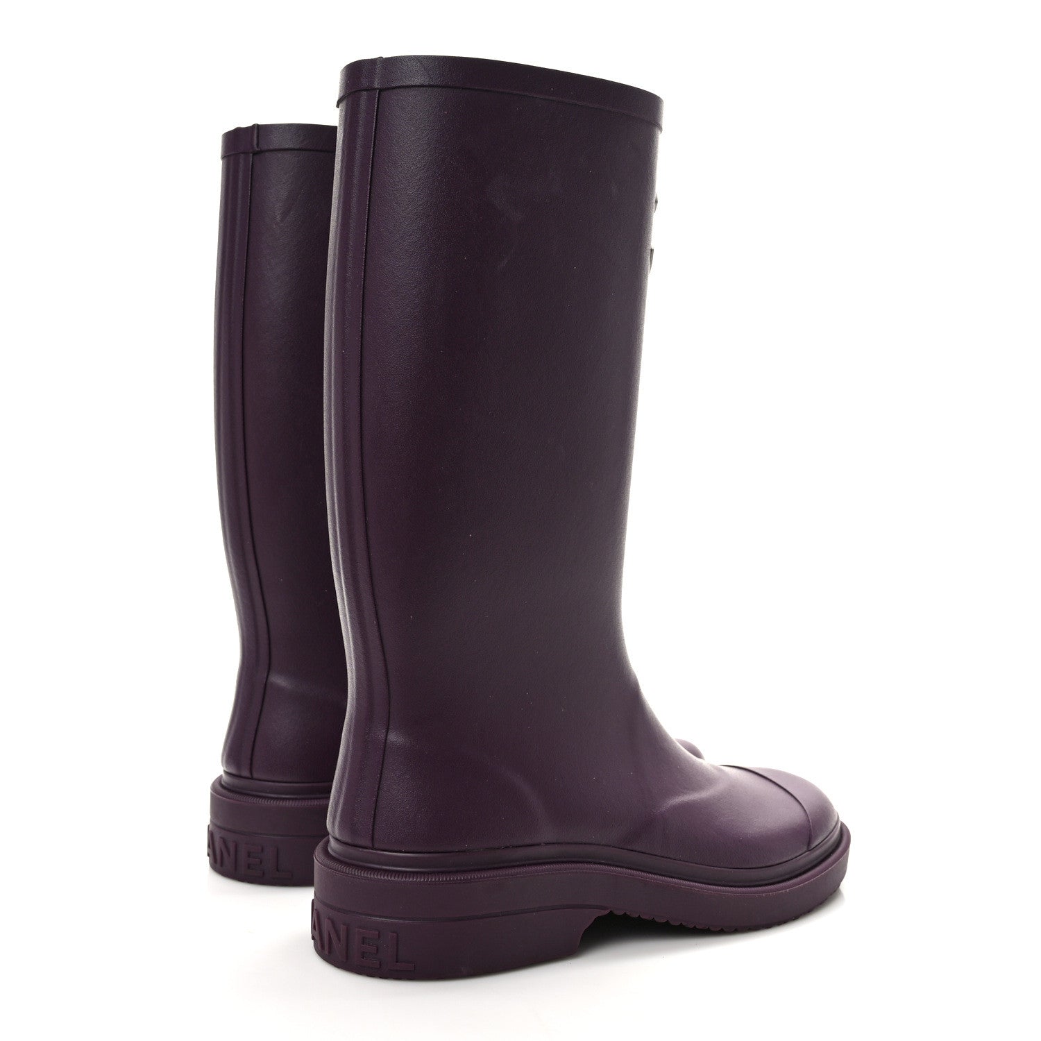 Chanel Caoutchouk CC High Boots 37 Dark Purple 4 of 8
