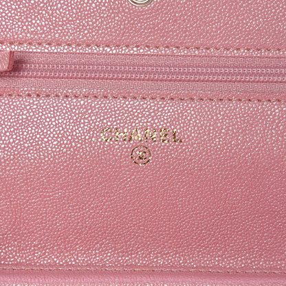 Chanel Iridescent Caviar Quilted Wallet on Chain WOC Rose Pink 6 of 9