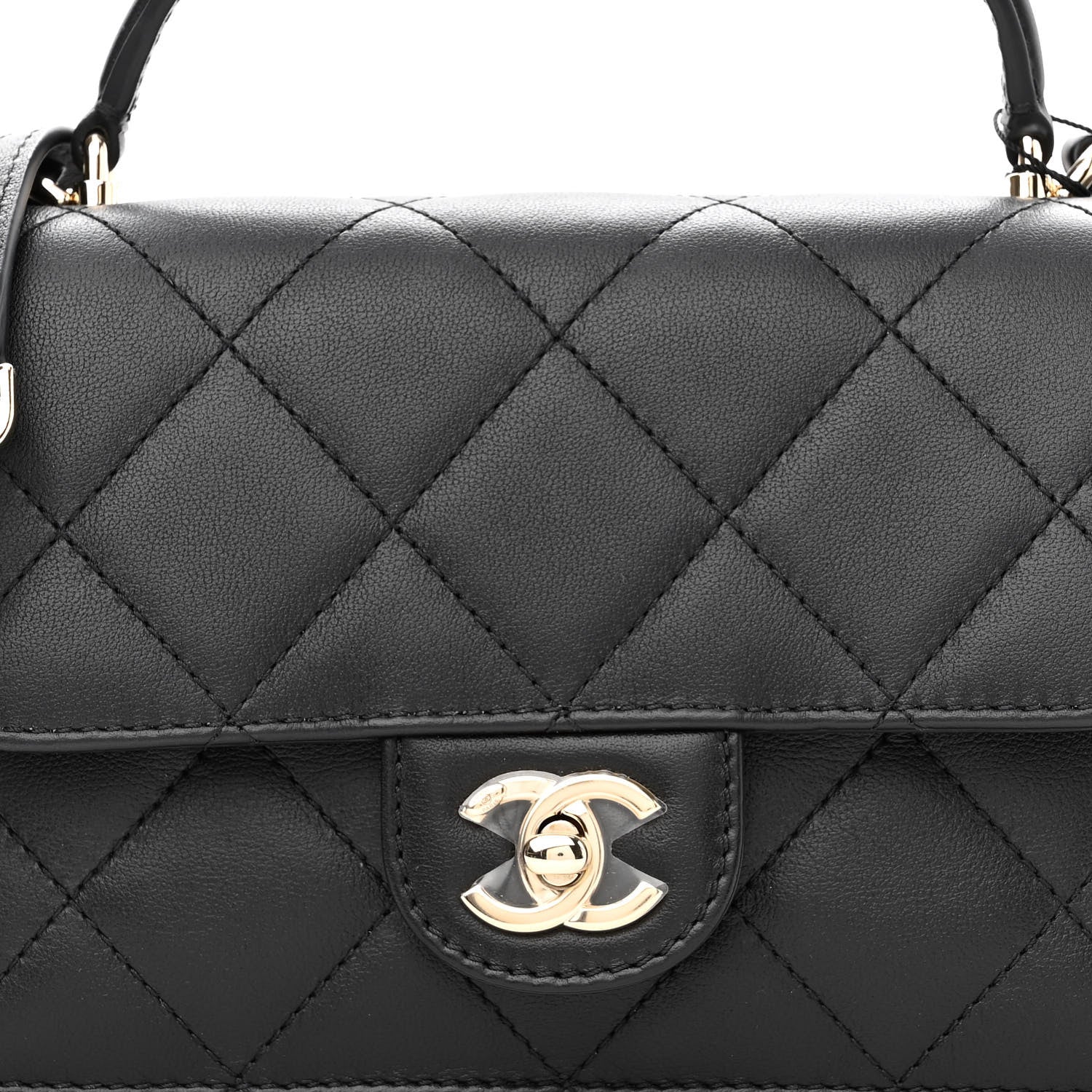 Chanel Calfskin Quilted Small Top Handle Flap Black 7 of 10