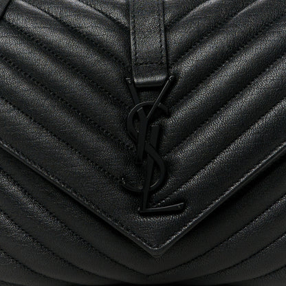 Saint Laurent Sheepskin Matelasse Chevron Monogram Monochrome Medium College Bag Black 9 of 11