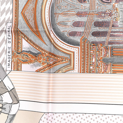 Hermes Silk Grand Theatre Nouveau Scarf 90 Rose Pale Etoupe 7 of 8