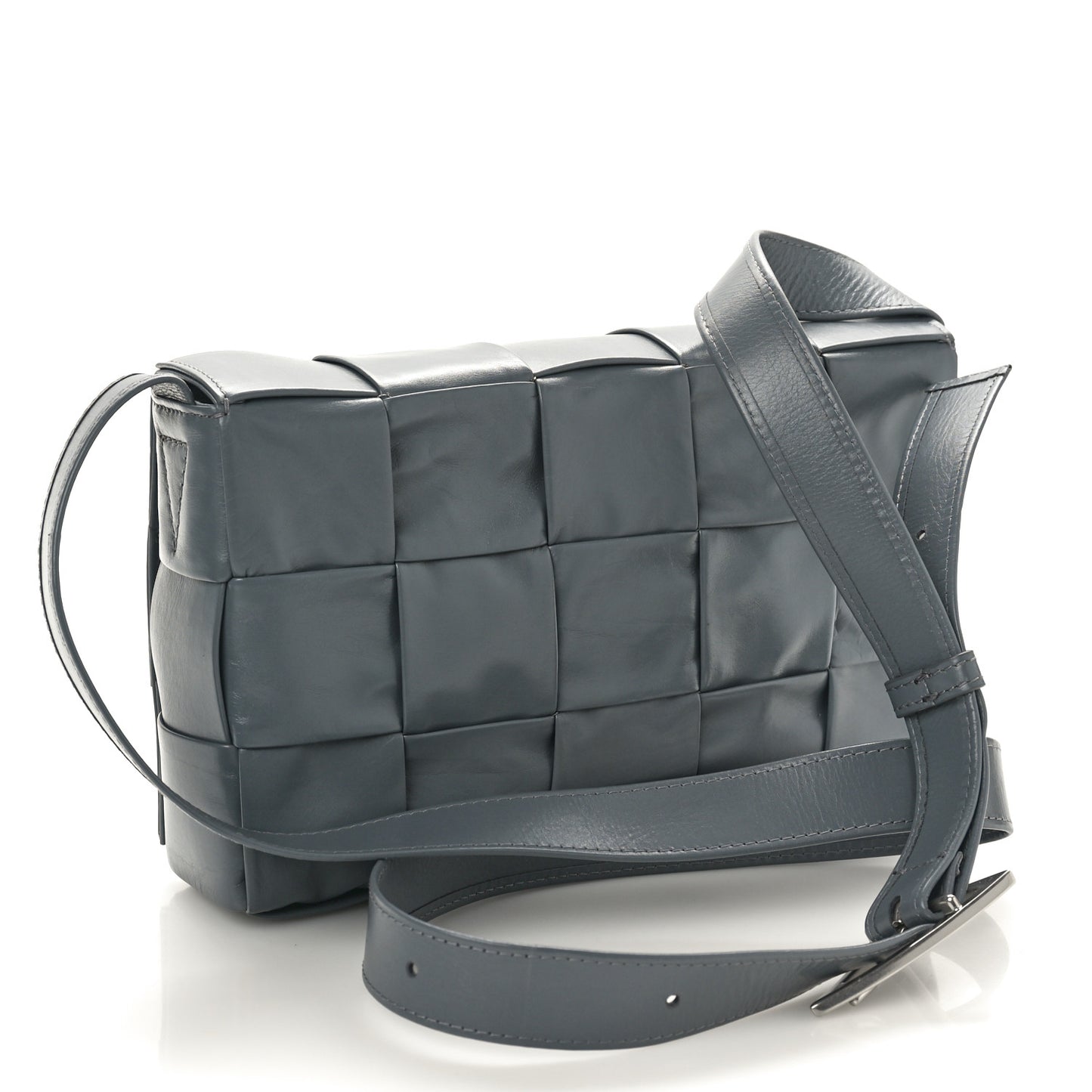 Paper Calfskin Maxi Intreccio Cassette Crossbody Bag Thunder