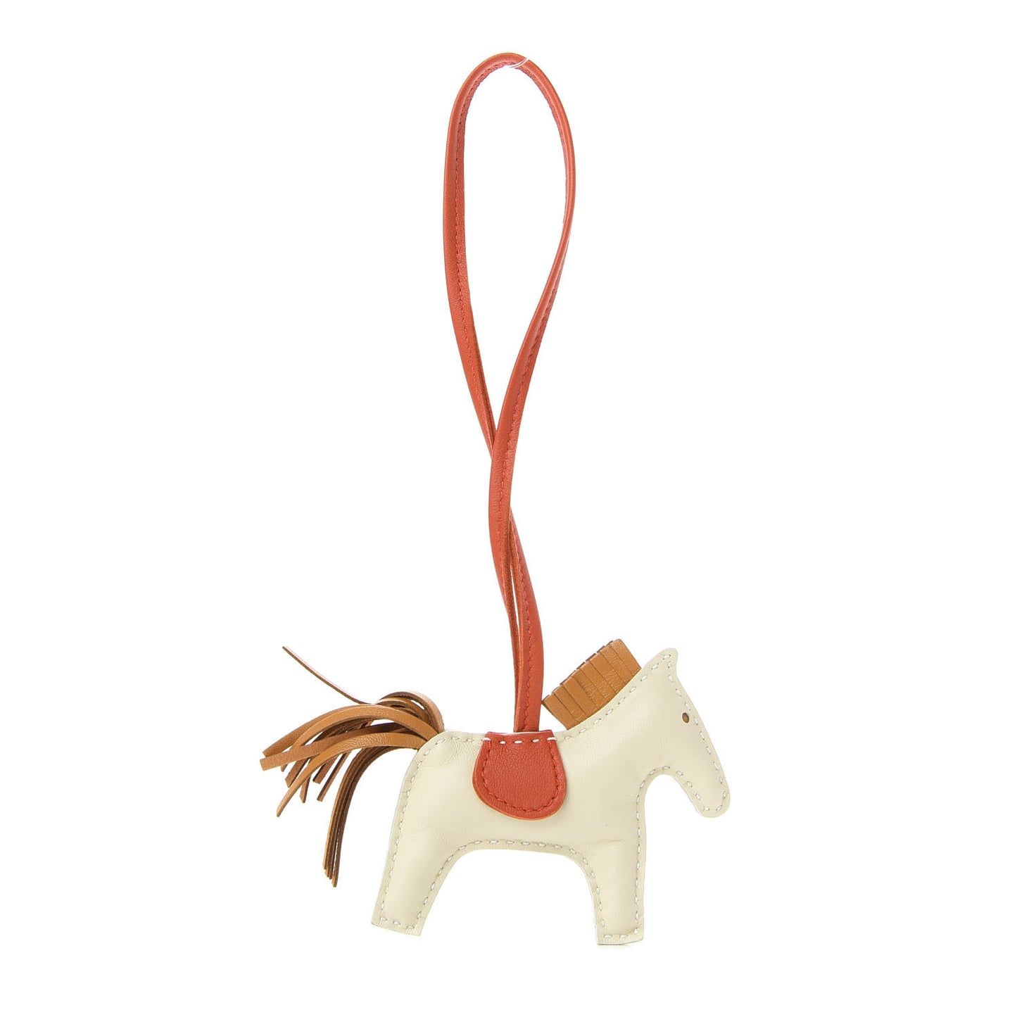Milo Lambskin Grigri Rodeo Horse Bag Charm PM Craie Sesame Cornaline